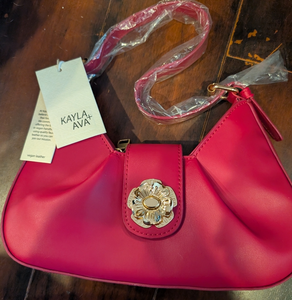 KAYLA + AVA Hot Pink Vegan Leather Handbag, New
